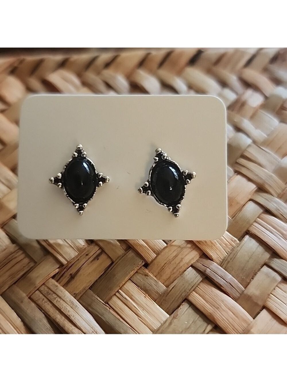 Southwestern Simulated  Stud Earrings Simulated Onyx
